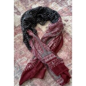 Black Red Gray White Paisley Rectangle Scarf 71x41 in for Women